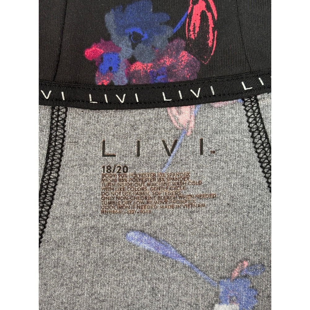 Livi Active Floral Full Zip Jacket Black Purple Mesh Back Peplum Plus Size 18/20 - Picture 8 of 8